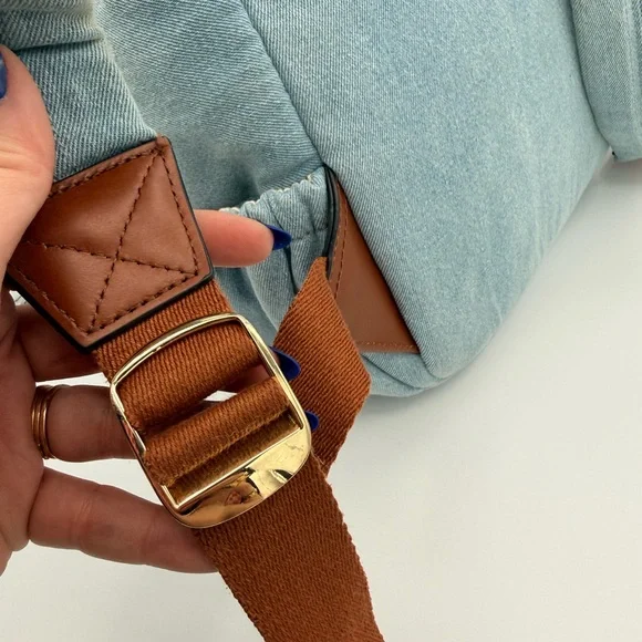 Chloé Denim Blue Backpack with Logo Straps - Picture 5 of 12